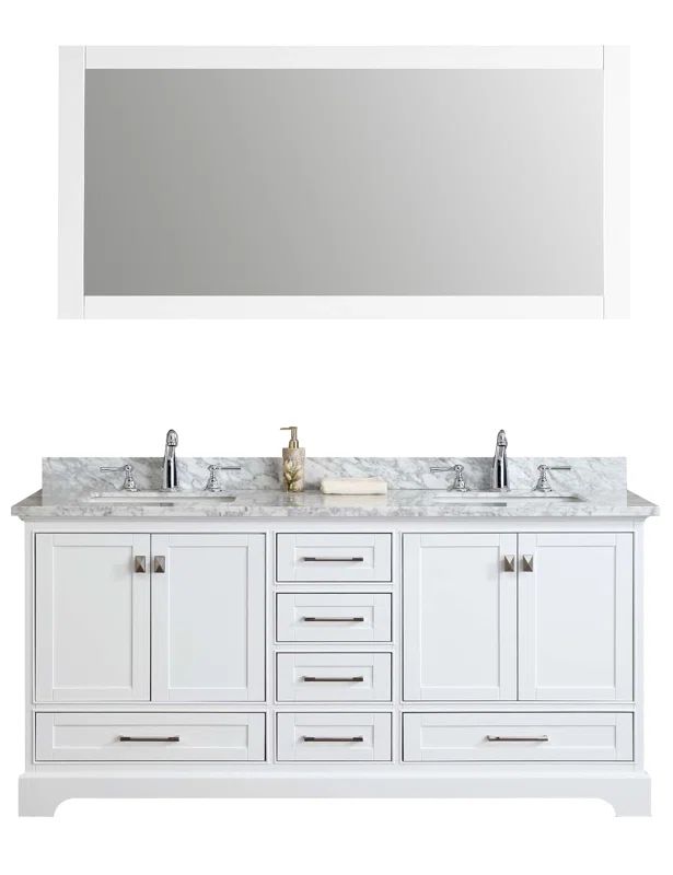 Newport 72" Double Sink Bathroom Vanity Set with Mirror | Wayfair North America