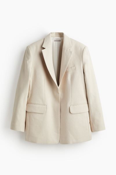Oversized linen-blend blazer - Hellbeige - Ladies | H&M DE | H&M (DE, AT, CH, NL, FI)
