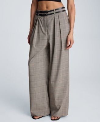 Kenneth Cole Women's Wide Leg Double Belt Pants - Safari Tan Mlt | Macy's