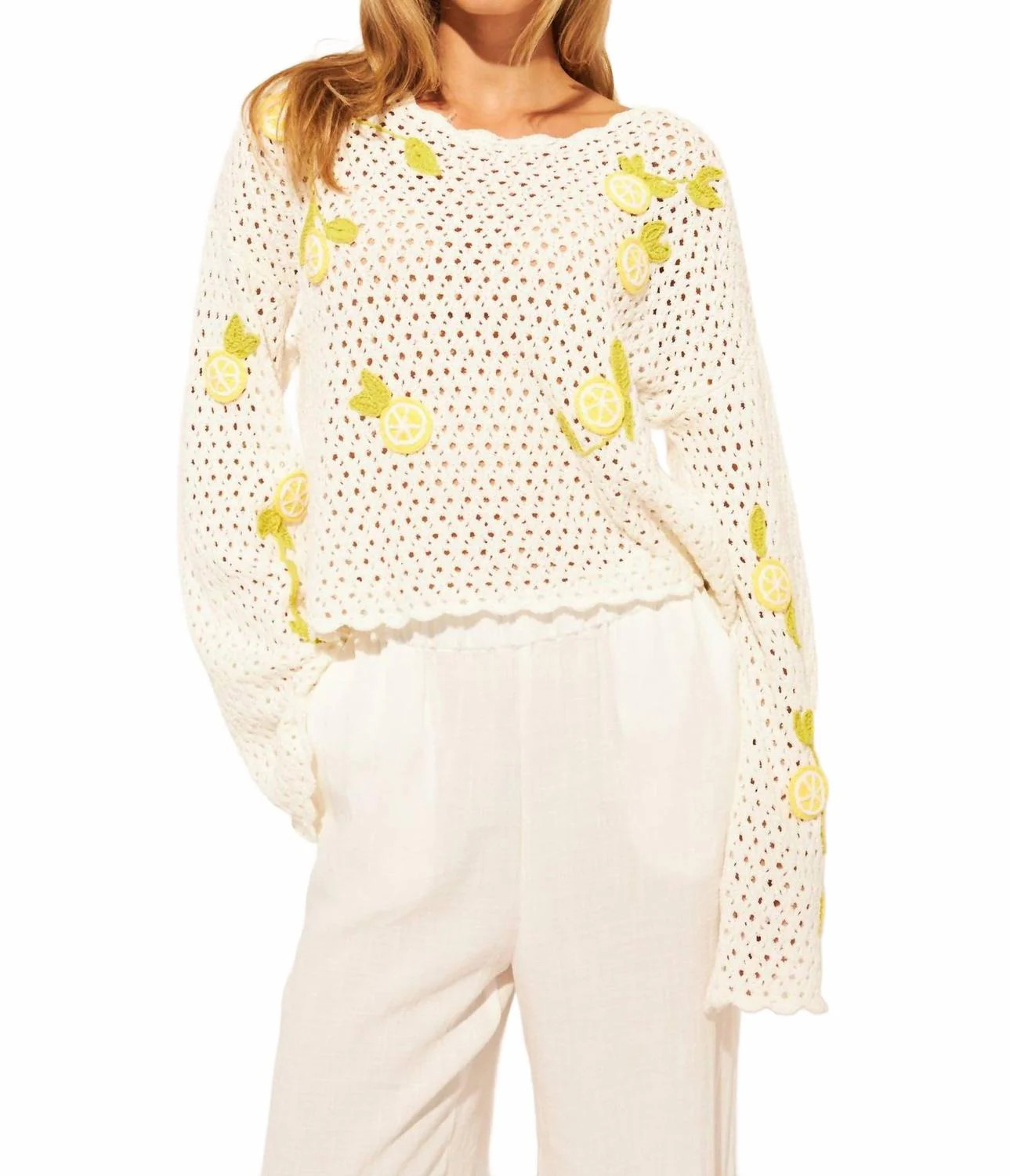 Crochet Sweater Top In Limoncello | Shop Simon