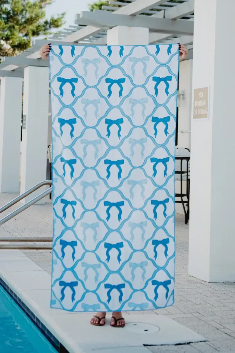 Blue Bow Quick Dry Reversible Pool Towel | Katydid