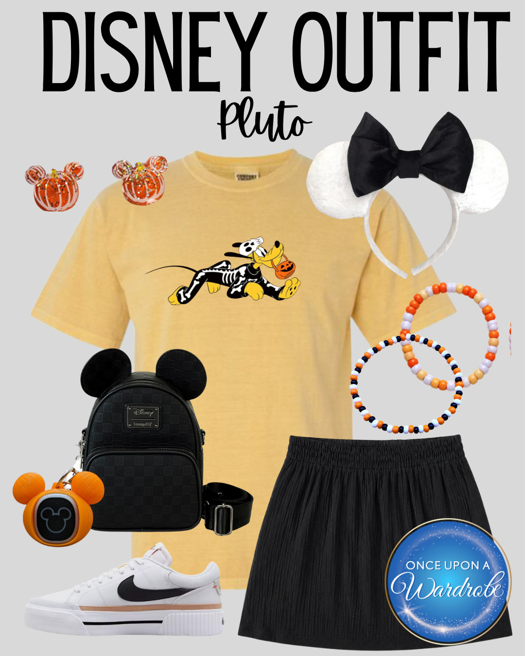A Pluto Halloween Disney outfit that is cute, comfy, and easy to wear for a full park day 🎃 This look is perfect for Mickey’s Not-So-Scary Halloween Party, Magic Kingdom, Halloween on the High Seas, or any fall Disney trip with a themed tee, black skort, sneakers, ears, and park bag. 

 #LTKootd #LTKmomlife #LTKTravel