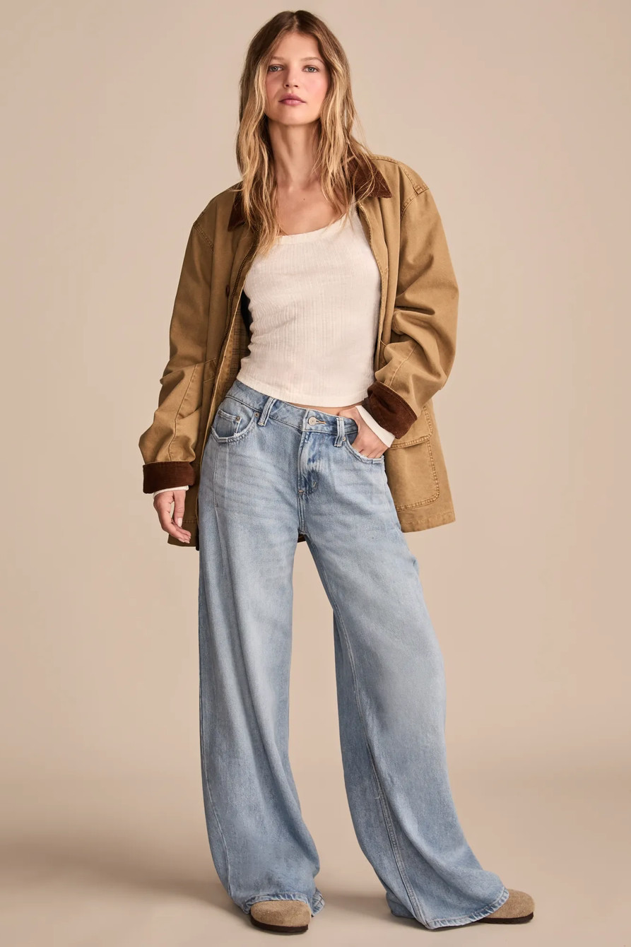 WIDE LEG PLEATED LIQUID DENIM LUXE PALAZZO | Lucky Brand