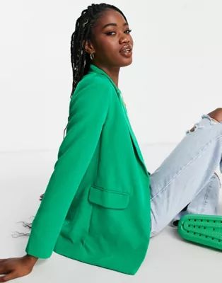 New Look boyfriend blazer in green | ASOS (Global)