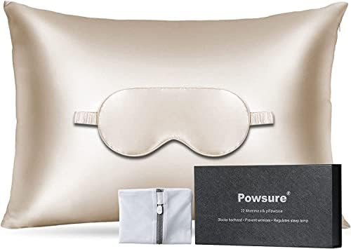 Amazon.com: Powsure 22 Momme 100% Pure Mulberry 6A Silk Pillowcase for Hair and Skin, with Silk S... | Amazon (US)