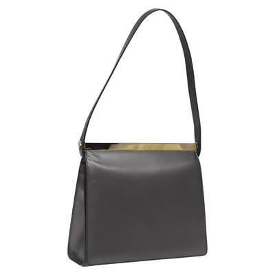 GUCCI Shoulder Bag Leather Gray Gold Auth JB010 | eBay US