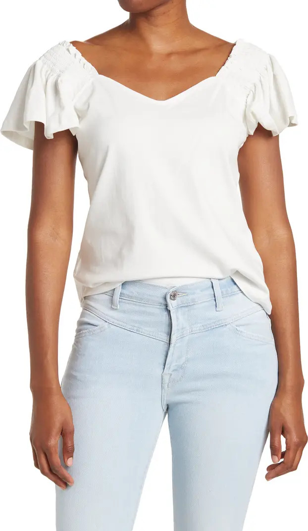 Short Sleeve Sweetheart Neckline Top | Nordstrom Rack