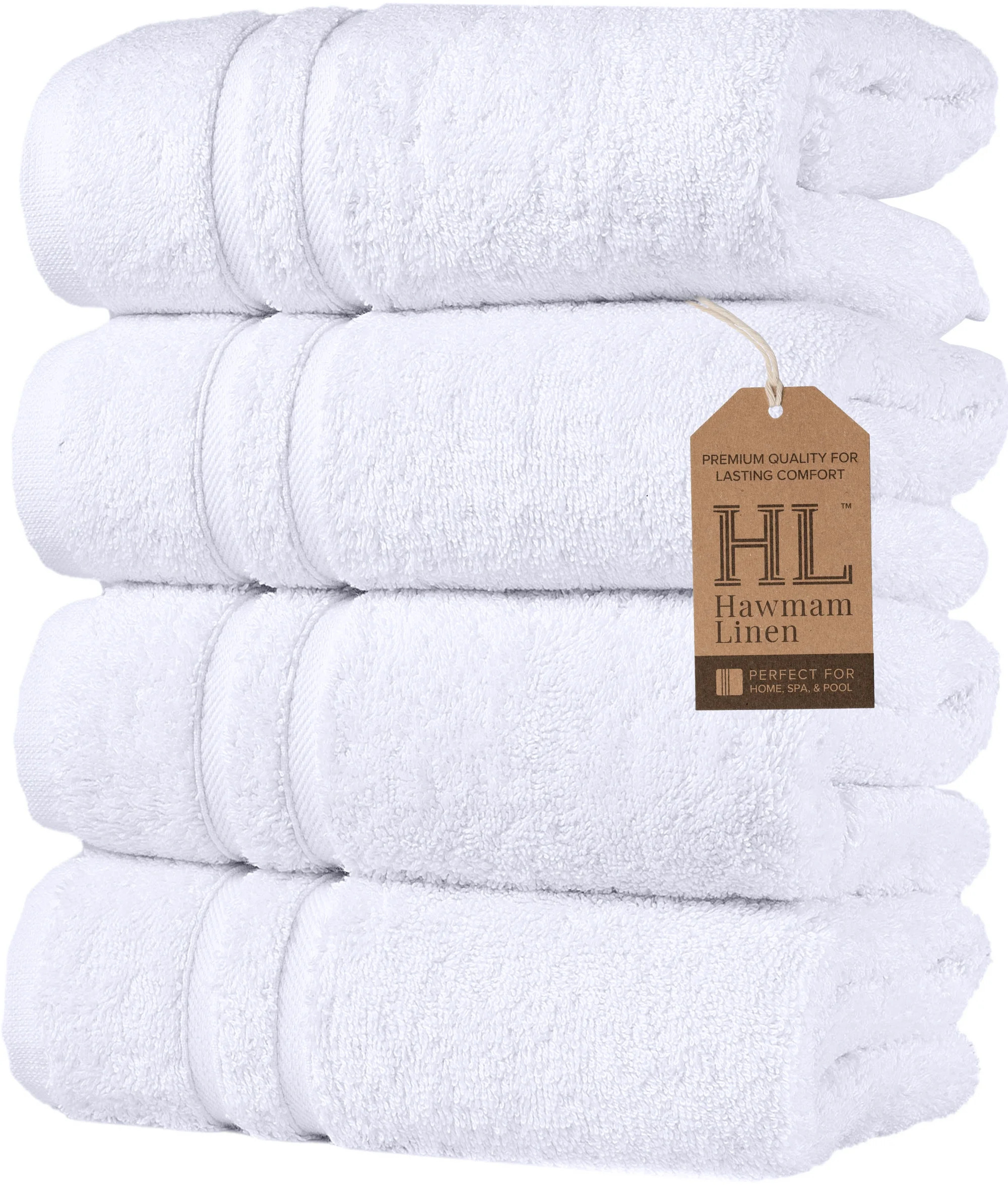Hawmam Linen White Hand Towels For Bathroom - Luxury 16' x 29' 600 GSM 100% Turkish Cotton - Soft... | Walmart (US)