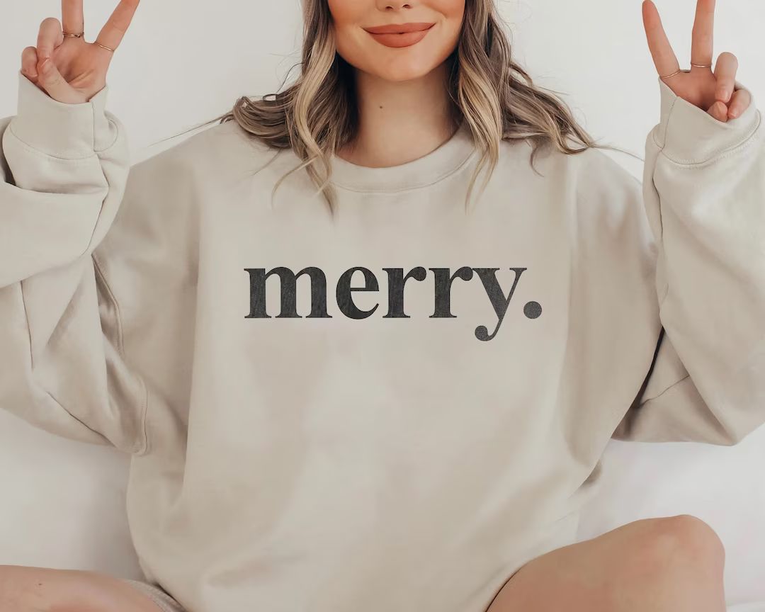 Merry Christmas Sweatshirt, Christmas Sweatshirt, Christmas Crewneck, Holiday Sweatshirt, Women C... | Etsy (US)
