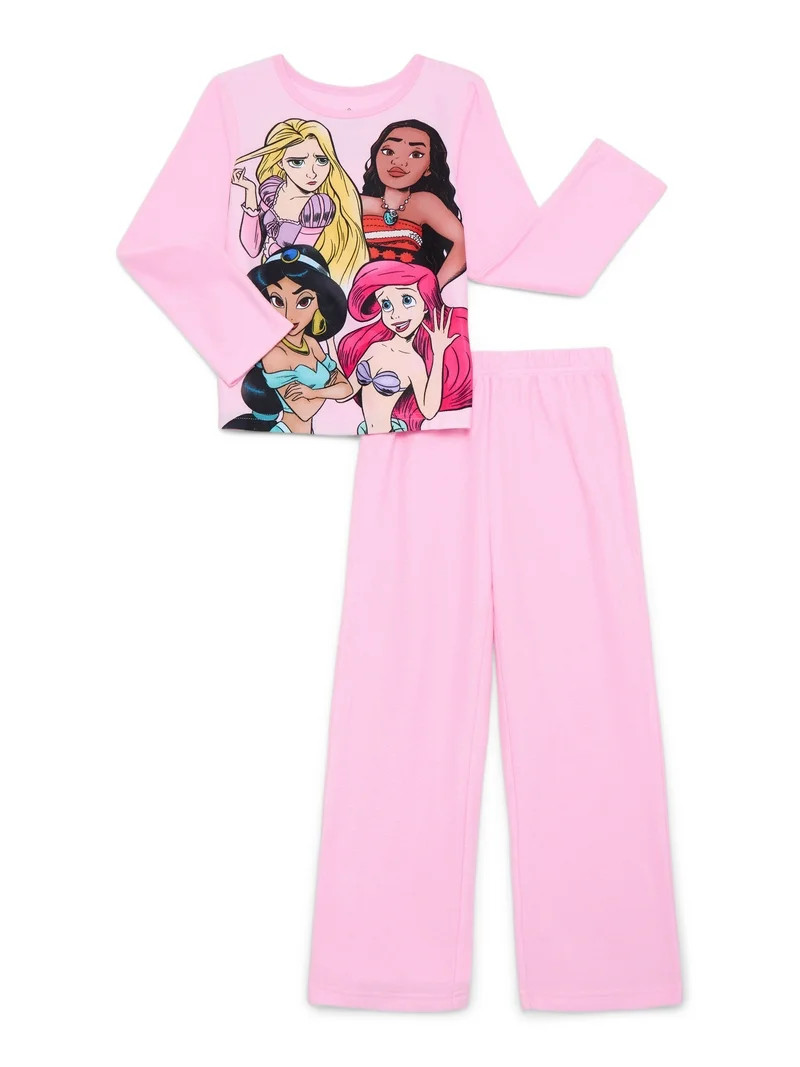 Disney Princess Girls Long Sleeve Top and Pants, 2-Piece Pajama Set, Sizes 4-12 | Walmart (US)