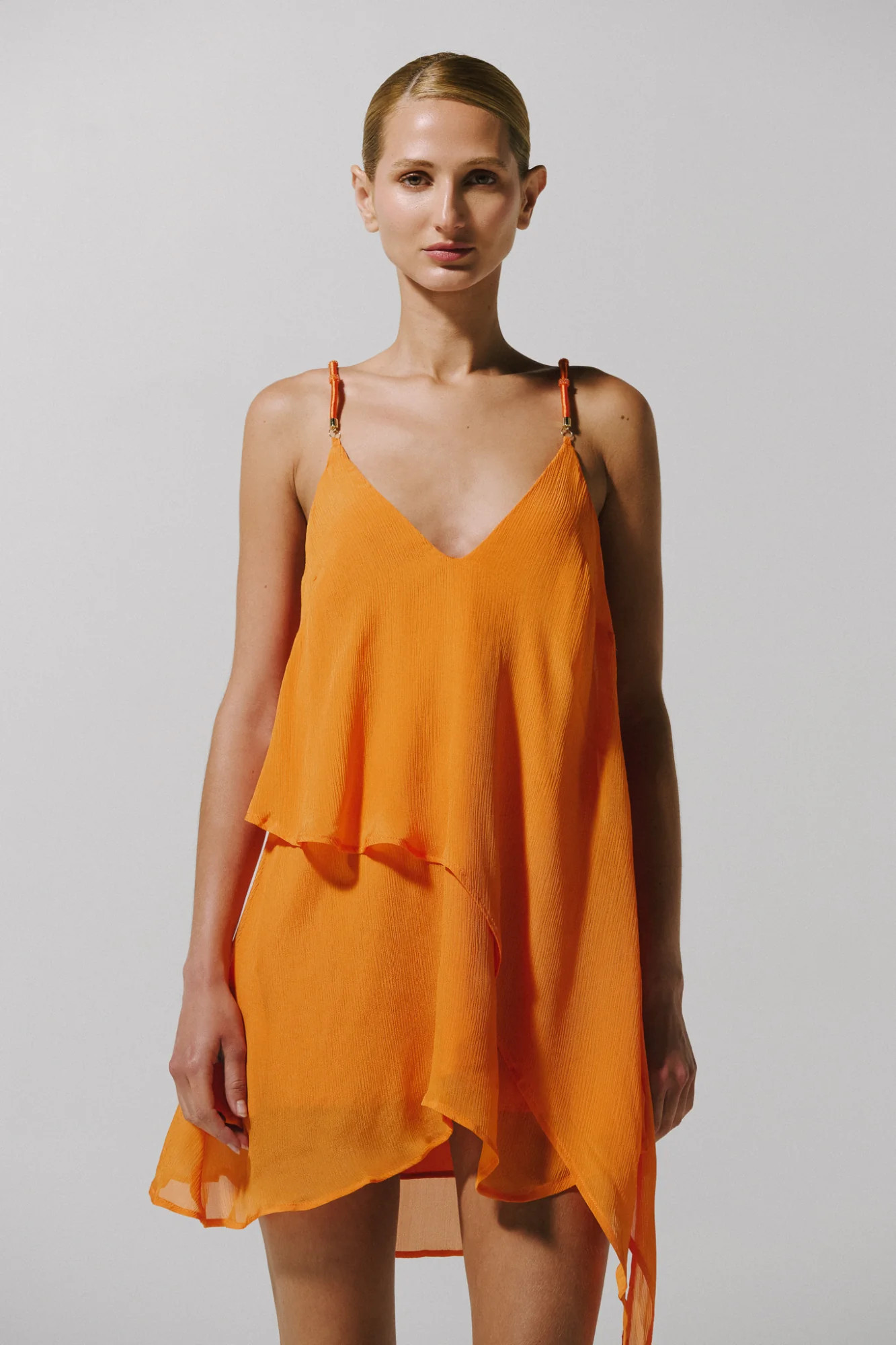 Marian Mini Dress Orange in Georgette - High Summer 25 | BAOBAB INT