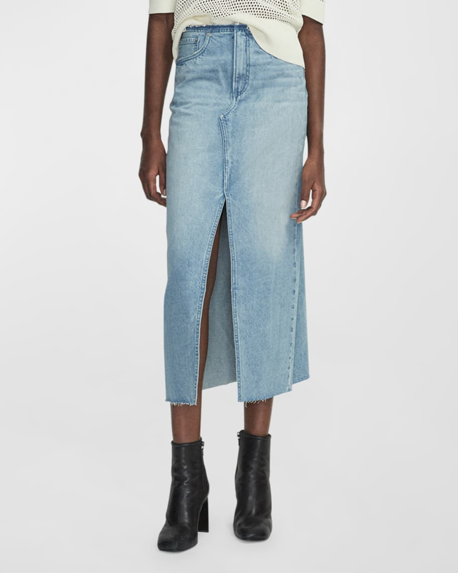 Rag & Bone Clara Denim Midi Skirt | Neiman Marcus