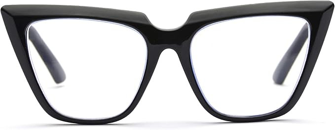 Womens Chic Oversized CatEye Blue Light Blocking Reading Glasses Big Eyeglass Frames Large lens C... | Amazon (US)