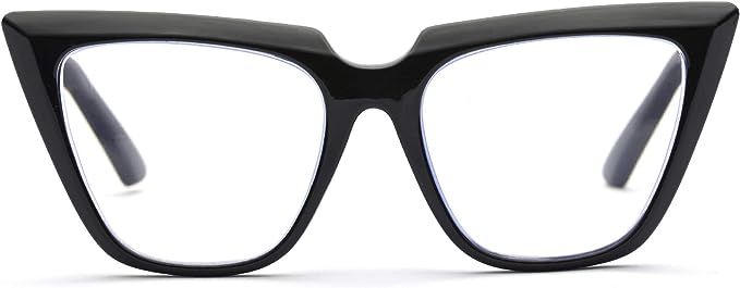 Womens Chic Oversized CatEye Blue Light Blocking Reading Glasses Big Eyeglass Frames Large lens C... | Amazon (US)