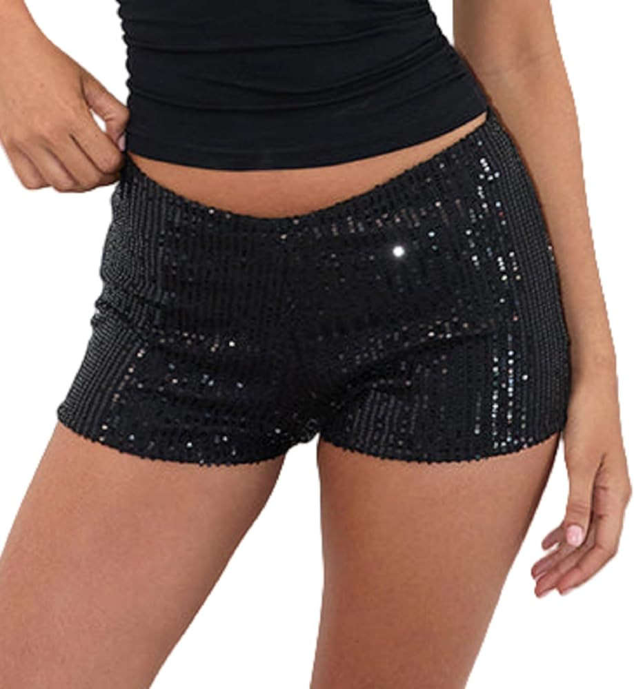 Seyumixi Womens Sequin Micro Shorts Low Waist Sparkly Y2k Cheetah Print Shorts Sexy Rave Bottoms ... | Amazon (US)