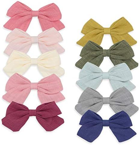 Baby Girl Hair Clips,Linen Bows Barrettes Cotton Alligator Clip Hair Accessories for Little Girls To | Amazon (US)