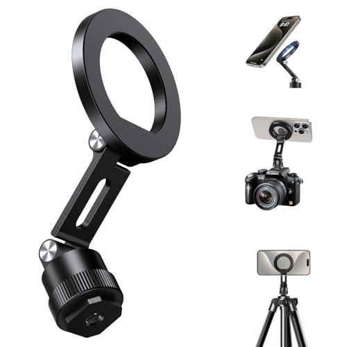 elitehood Magnetic Phone Tripod Mount for Magsafe, Aluminum iPhone Tripod Mount Adapter with 1/4” Screw, Cold Shoe Phone Mount for Camera, Magsafe Tripod Mount for 16/15/14/13 Series | Amazon (US)