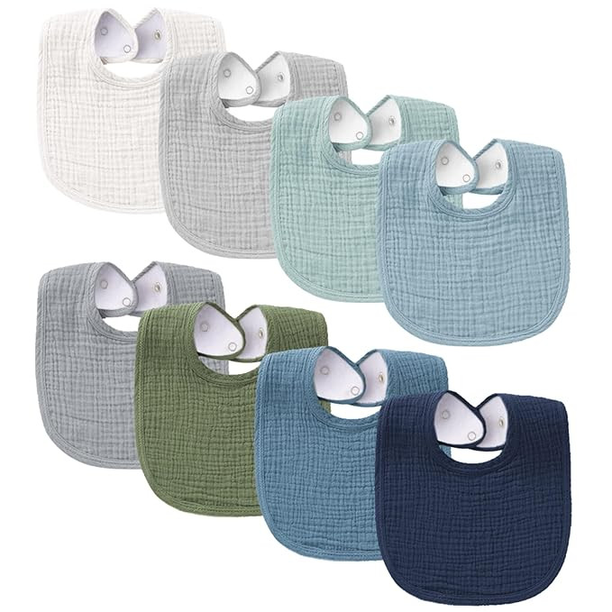 Konssy Muslin Baby Bibs 8 Pack Baby Bandana Drool Bibs Cotton for Unisex Boys and Girls, Soft Abs... | Amazon (US)