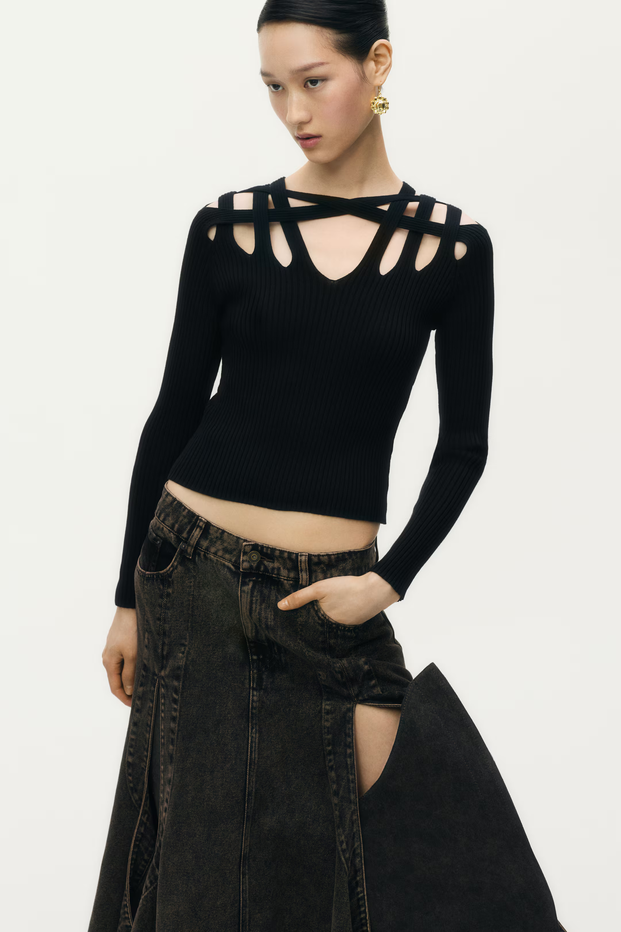 Flared Denim Skirt - Dark brown - Ladies | H&M US | H&M (US + CA)