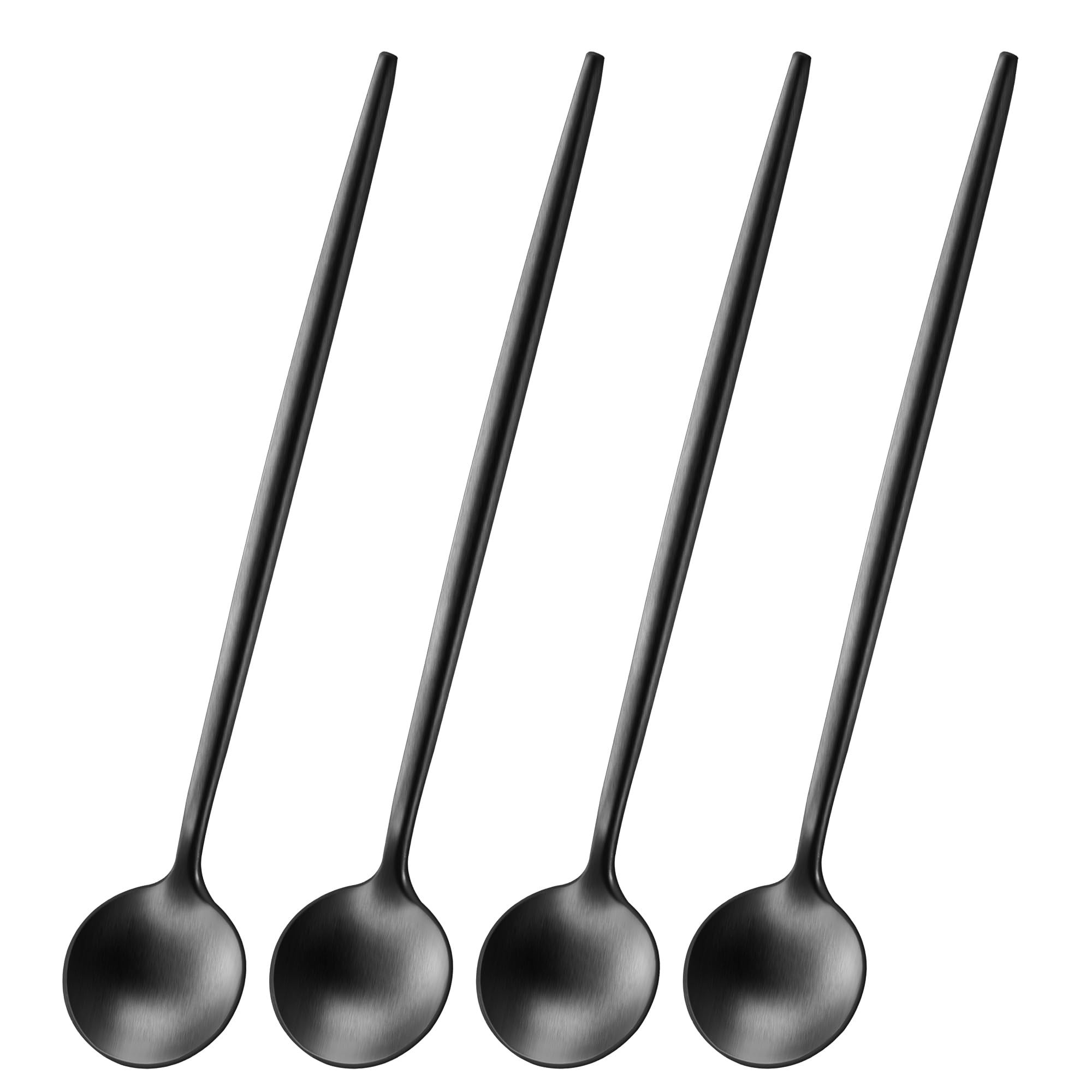 4 PCS 6.7 Inches Satin Black Stainless Steel 18/10 Coffee Spoons,Iced Tea Spoon,Espresso Stirring... | Amazon (US)