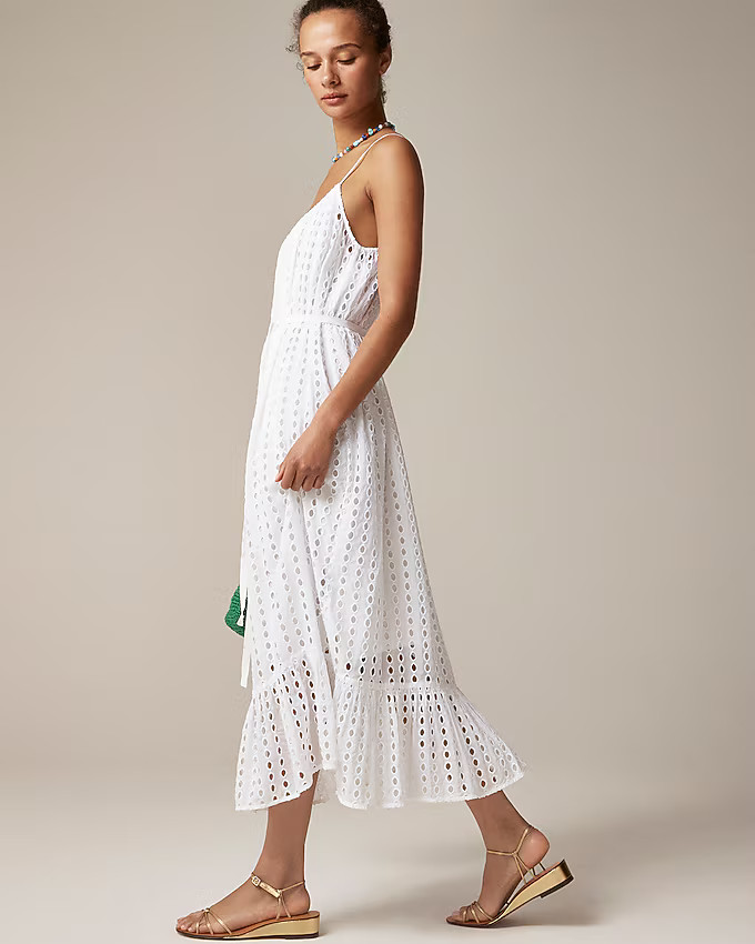 Oval eyelet midi dress | J. Crew US