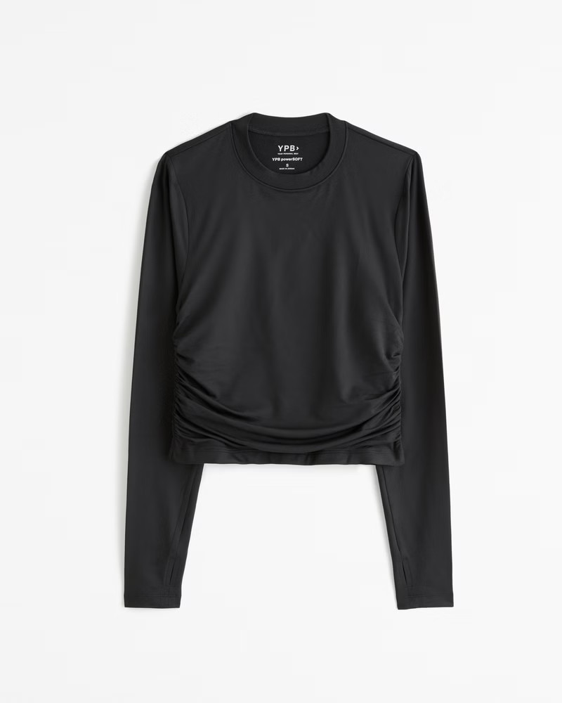 YPB powerSOFT Long-Sleeve Ruched Mockneck Top | Abercrombie & Fitch (US)