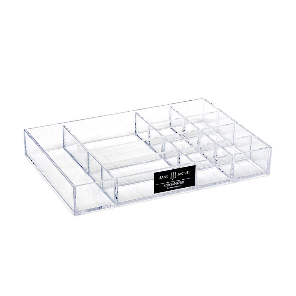 Isaac Jacobs 12-Compartment Clear Acrylic Drawer Organizer (9.4" L x 6.4" W x 1.3" H), Multi-Sect... | Amazon (US)