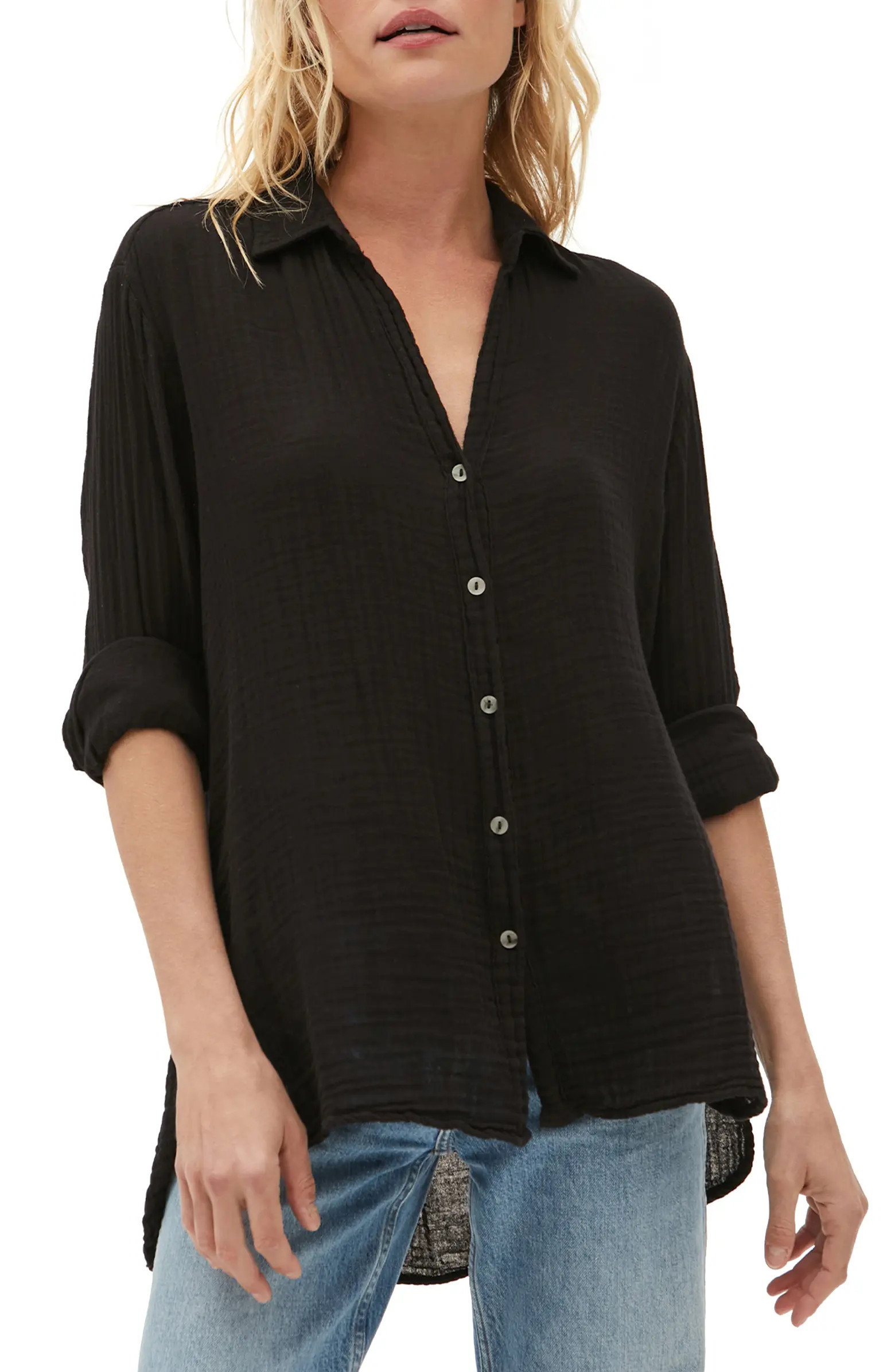 Leo High-Low Cotton Gauze Button-Up Shirt | Nordstrom