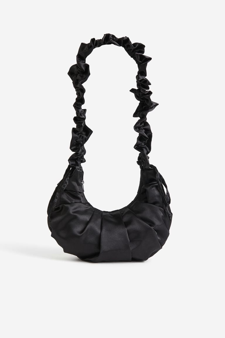 Ruched satin handbag - Black - Ladies | H&M GB | H&M (UK, MY, IN, SG, PH, TW, HK)