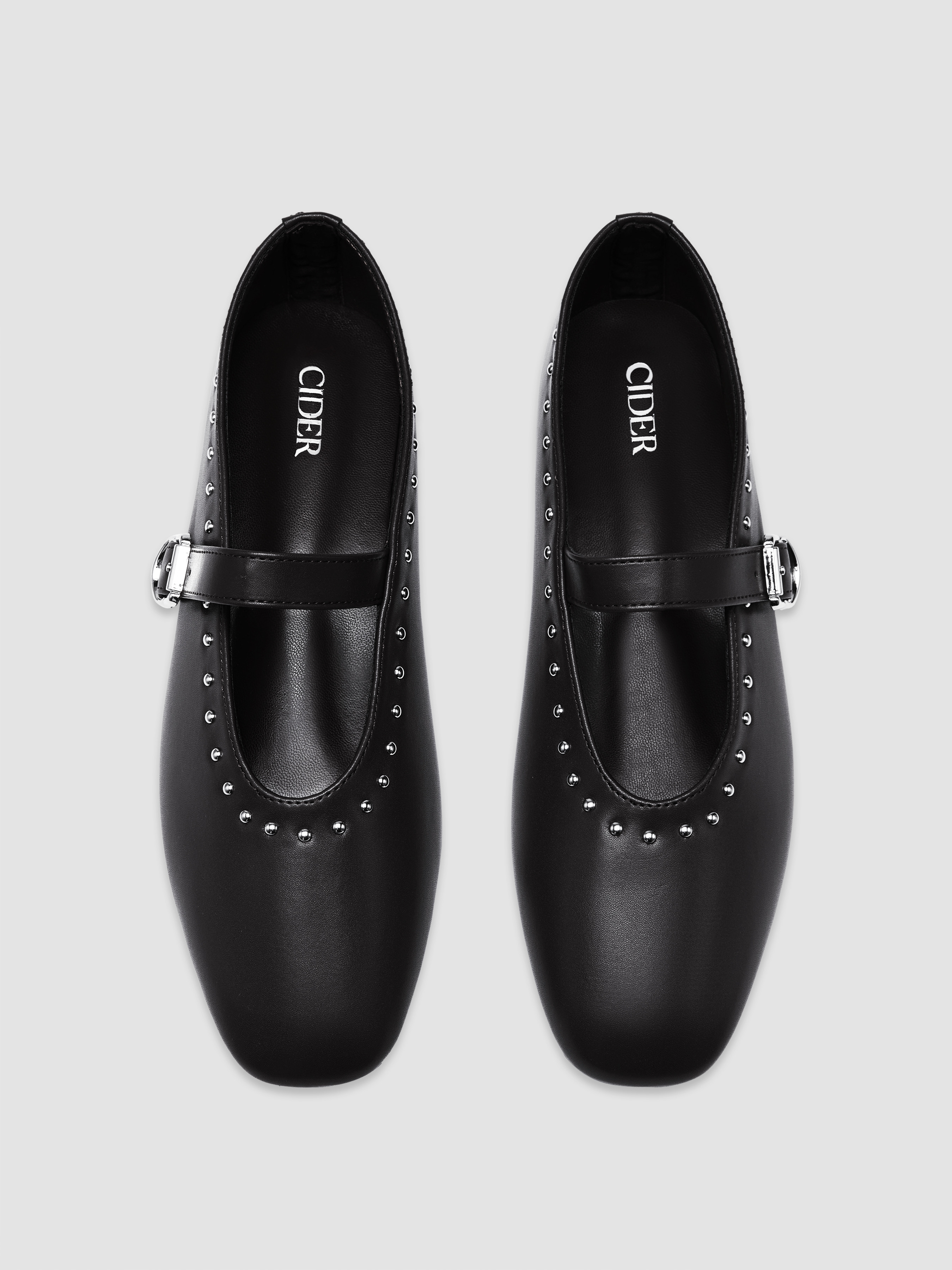 STUDDED MARY JANE FLATS For School Daily Casual Coffee Shop | Cider
