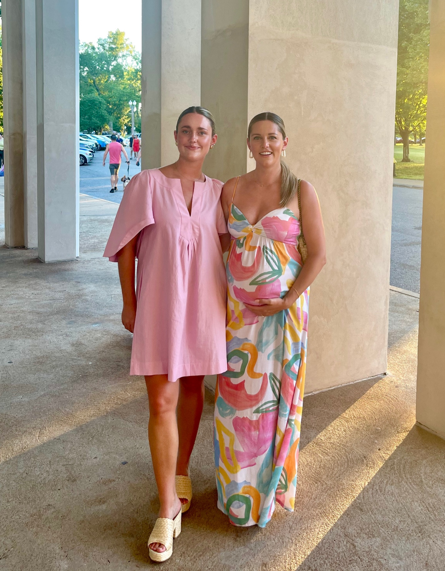Went to the Muny last night and got lots of compliments on my Show Me Your Mumu Maternity dress — must be discontinued but found some others like it. Great for a bump Wedding Guest Dress! #maternity # maxi Little sister borrowed my Tuckernuck look  

#LTKWedding #LTKBump #LTKSeasonal