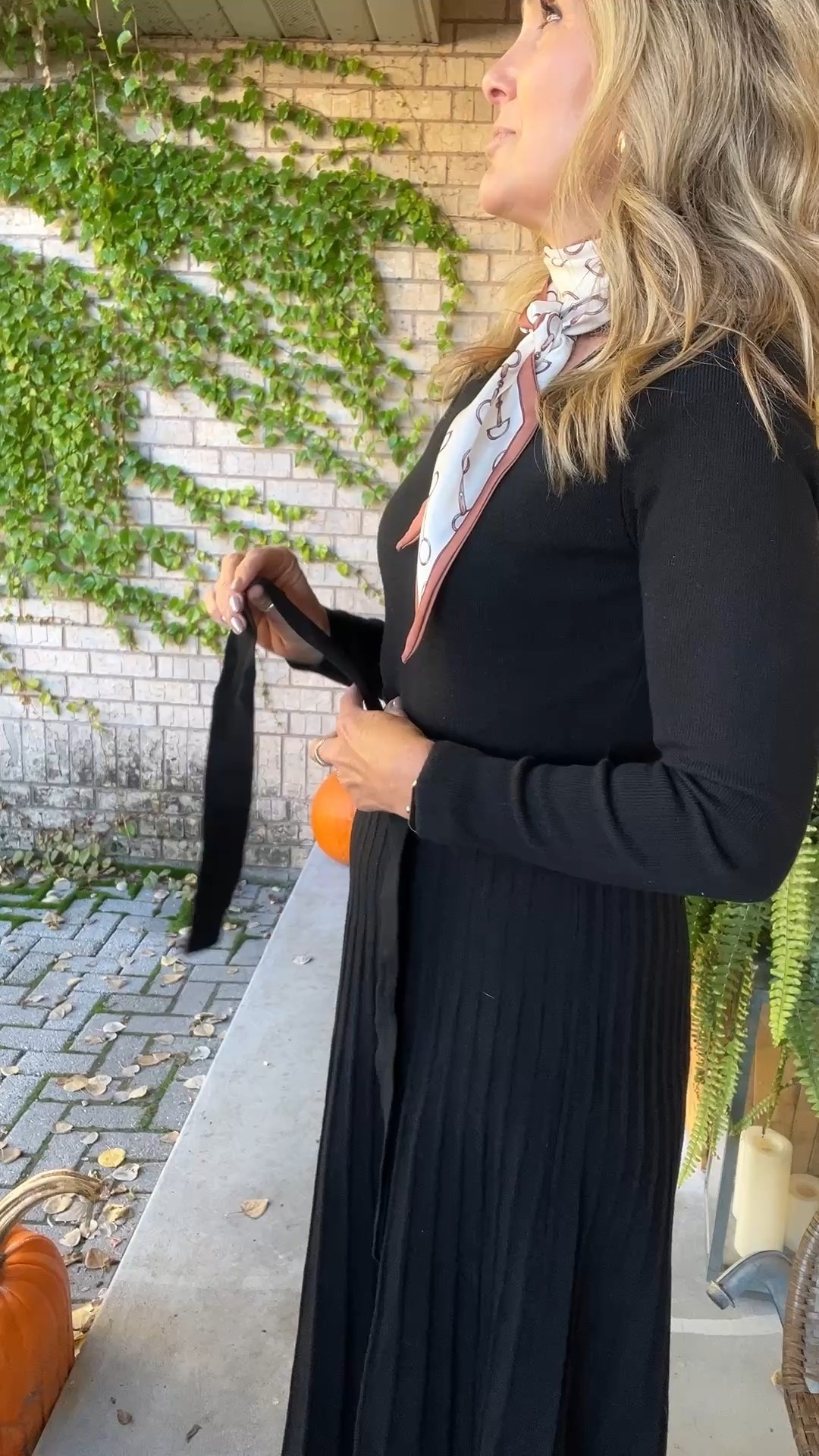 Funeral day outfit. 
Black dress, wearing size M. 
Cognac boots
Neck scarf
Neutral handbag 


#LTKFamily #LTKOver40 #LTKStyleTip
