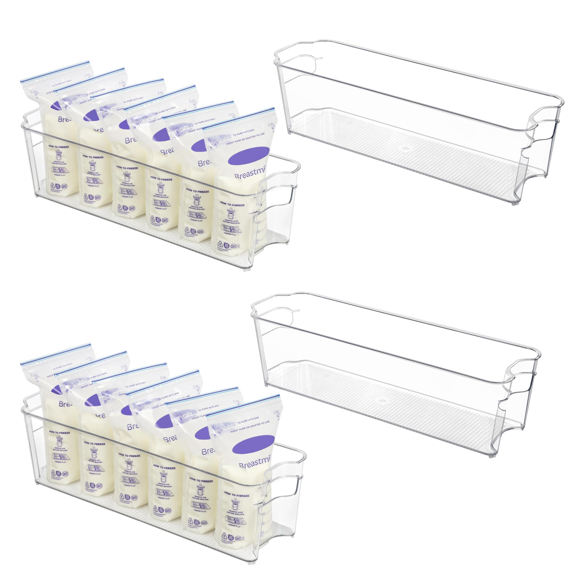 Vtopmart Breastmilk Storage Container 4PCS Set, Clear Freezer and Fridge Organizer Bins, Plastic ... | Amazon (US)