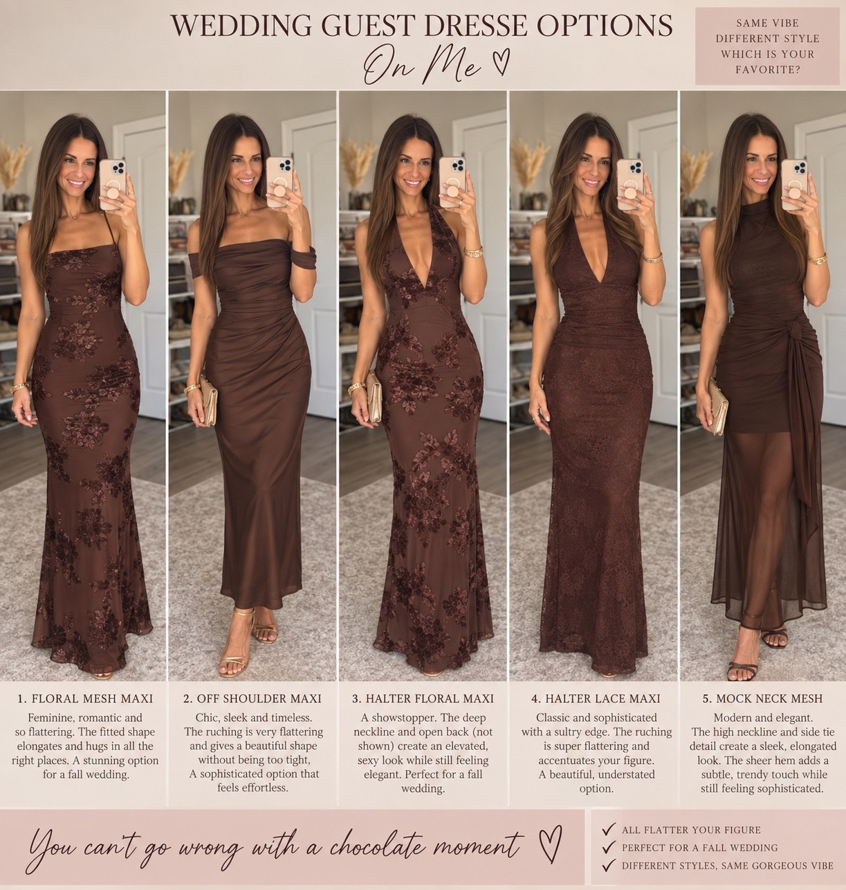 Beautiful Chocolate Brown Fall Wedding Guest Dresses!

#LTKootd #LTKWedding #LTKPetite