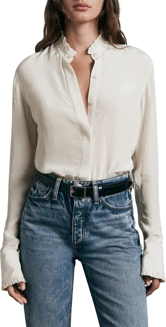 rag & bone Jordan Ruffle Long Sleeve Button-Up Shirt | Nordstrom | Nordstrom