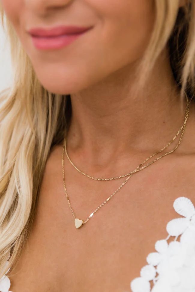 Shine With Love Layered Heart Gold Necklace | The Pink Lily Boutique