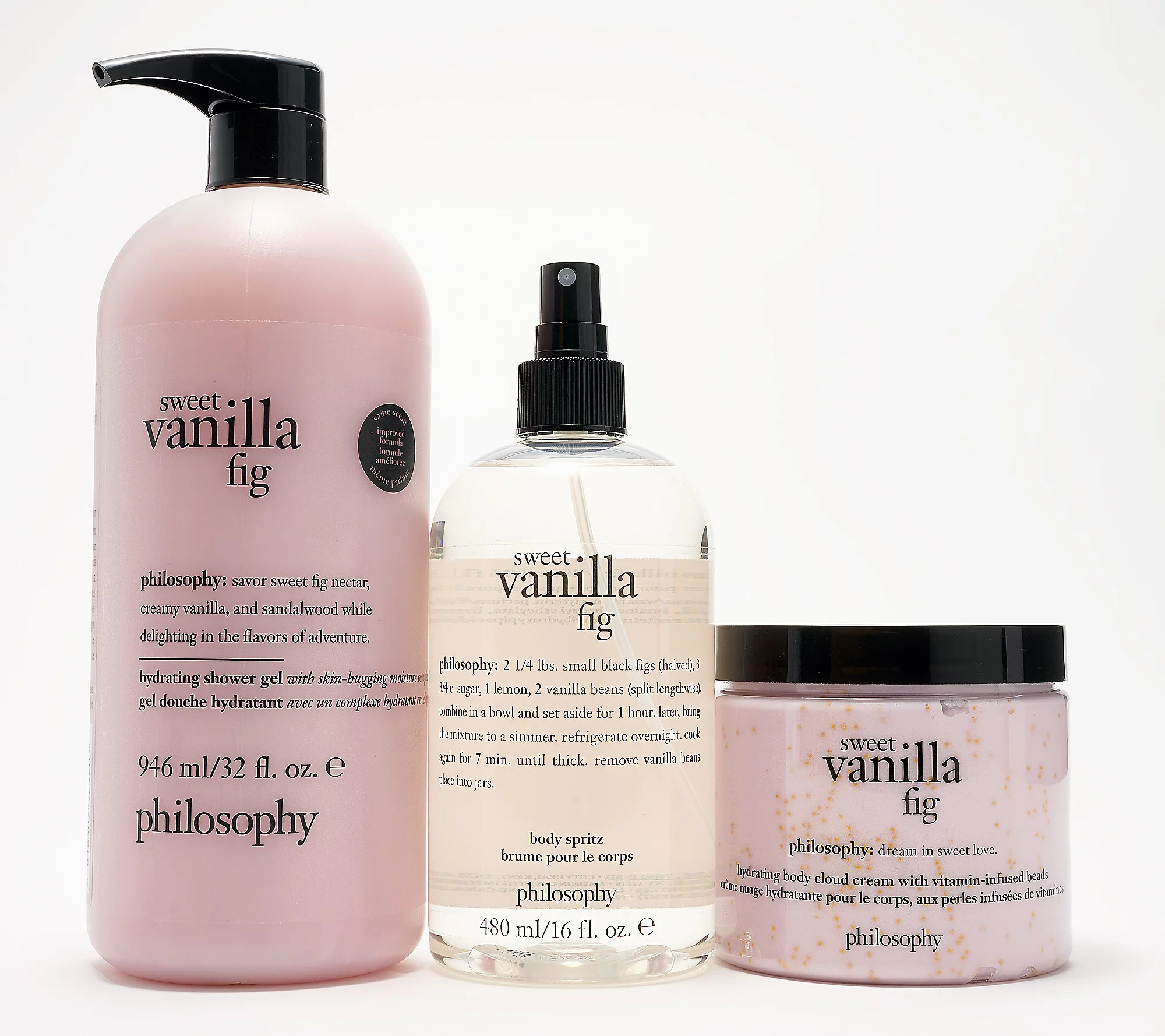 philosophy shower gel body cloud cream & spritz layering trio | QVC