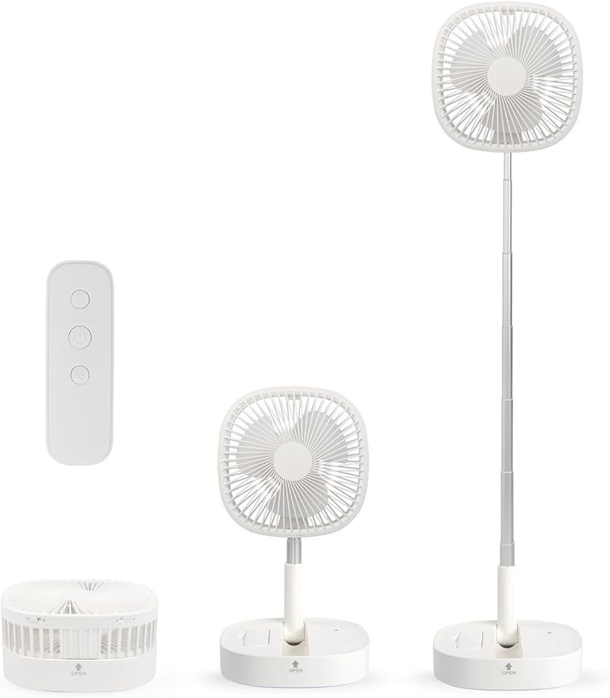 Portable Pedestal Fan - Foldaway Standing Fan Foldable Desk Fan, Use 7200Mah Rechargeable Battery... | Amazon (US)