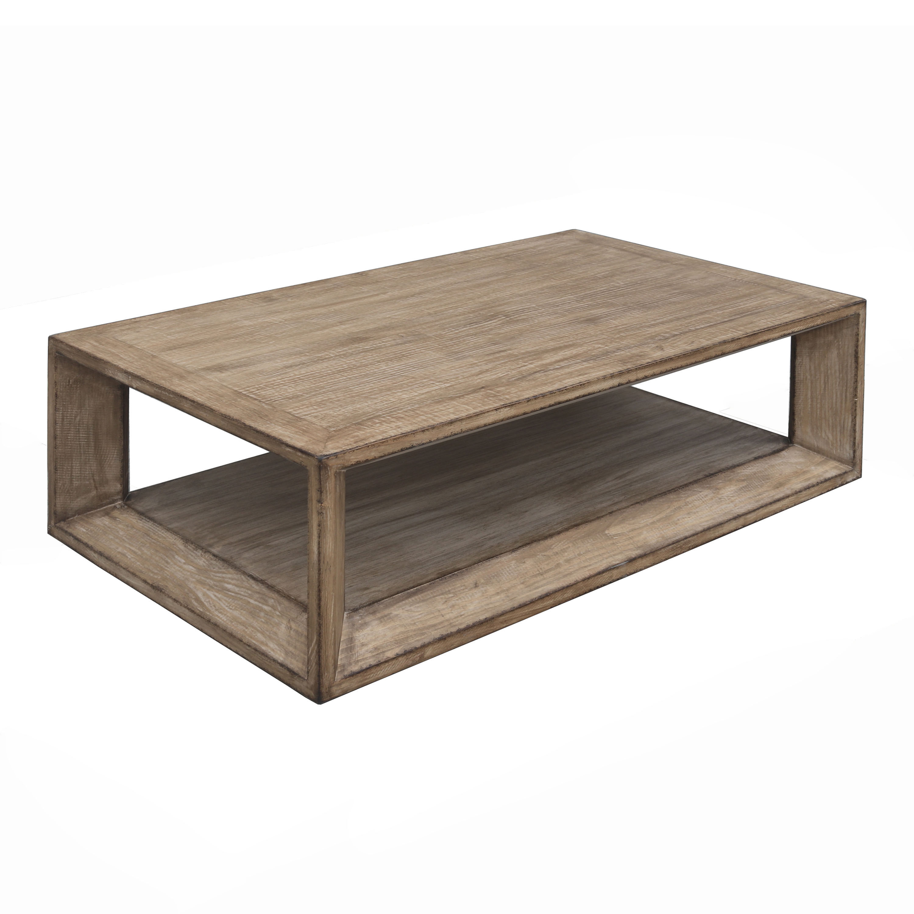 Bate Natural Reclaimed Pine Wood Coffee Table with Shelf | World Market