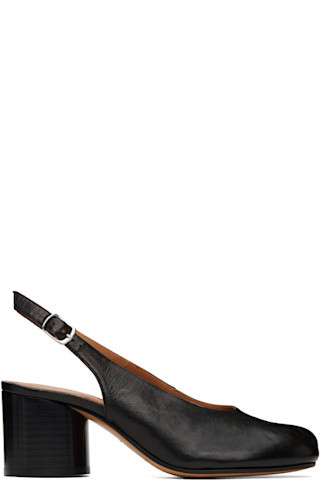 Black Tabi Leather Slingback Heels | SSENSE