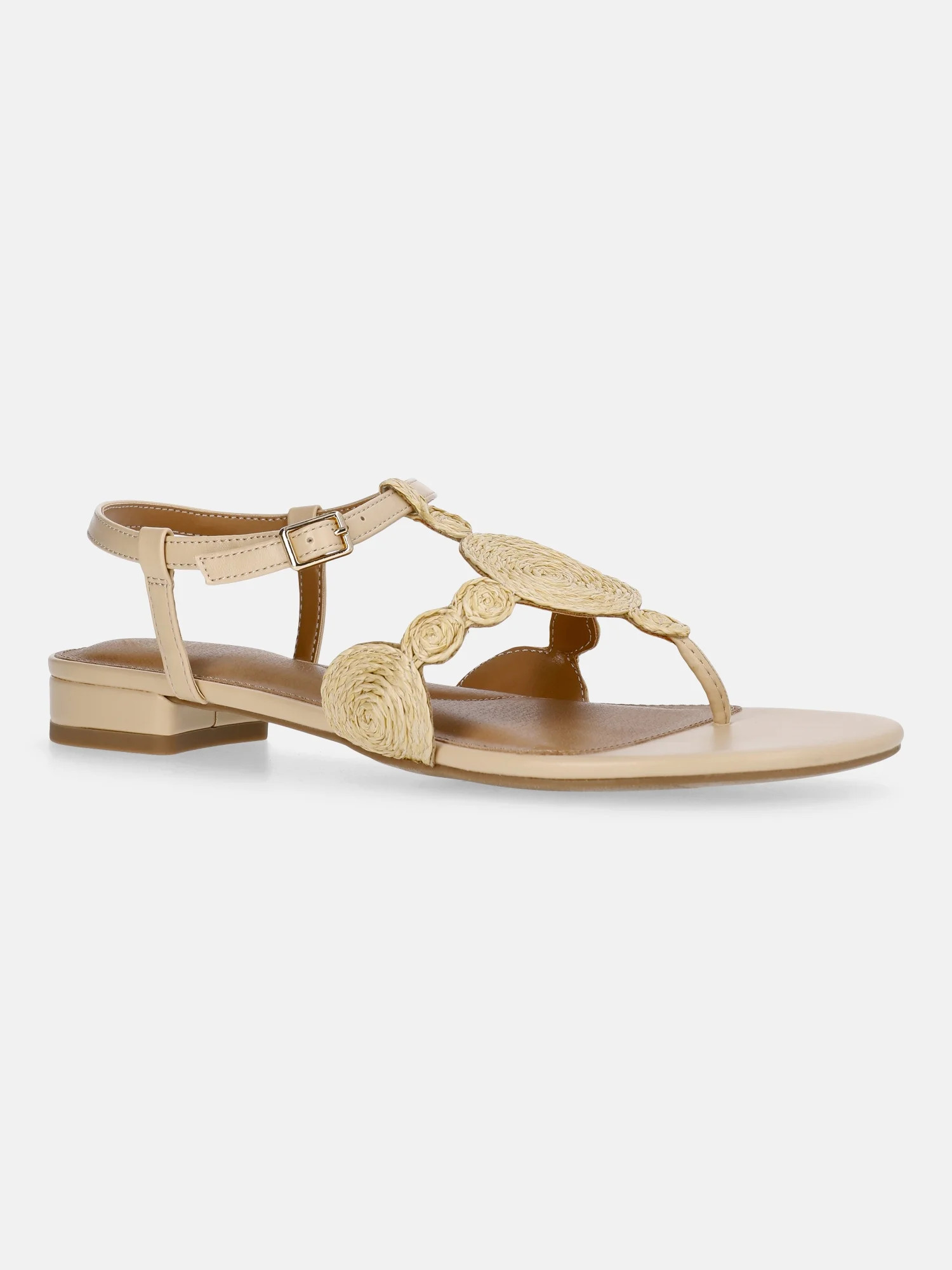 Time and Tru Women's Raffia Circle Thong Sandals | Walmart (US)