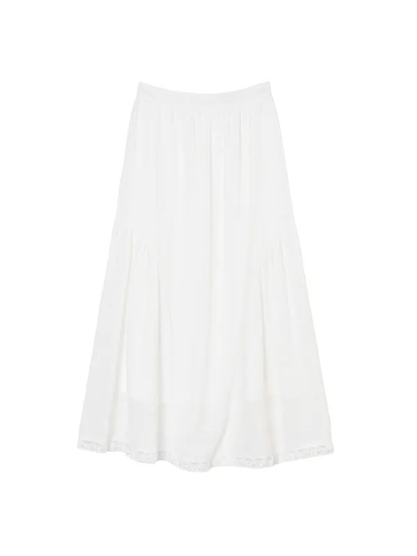 Simple Retro Aimee Plaid White Midi Skirt - White - S | Verishop