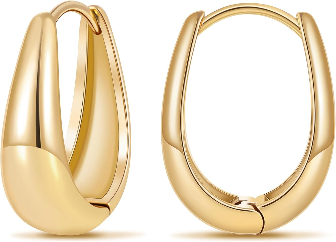 micuco Gold Hoop Earrings for Women, Gold Chunky Hollow Thick Hoops Earrings for Women | Amazon (US)