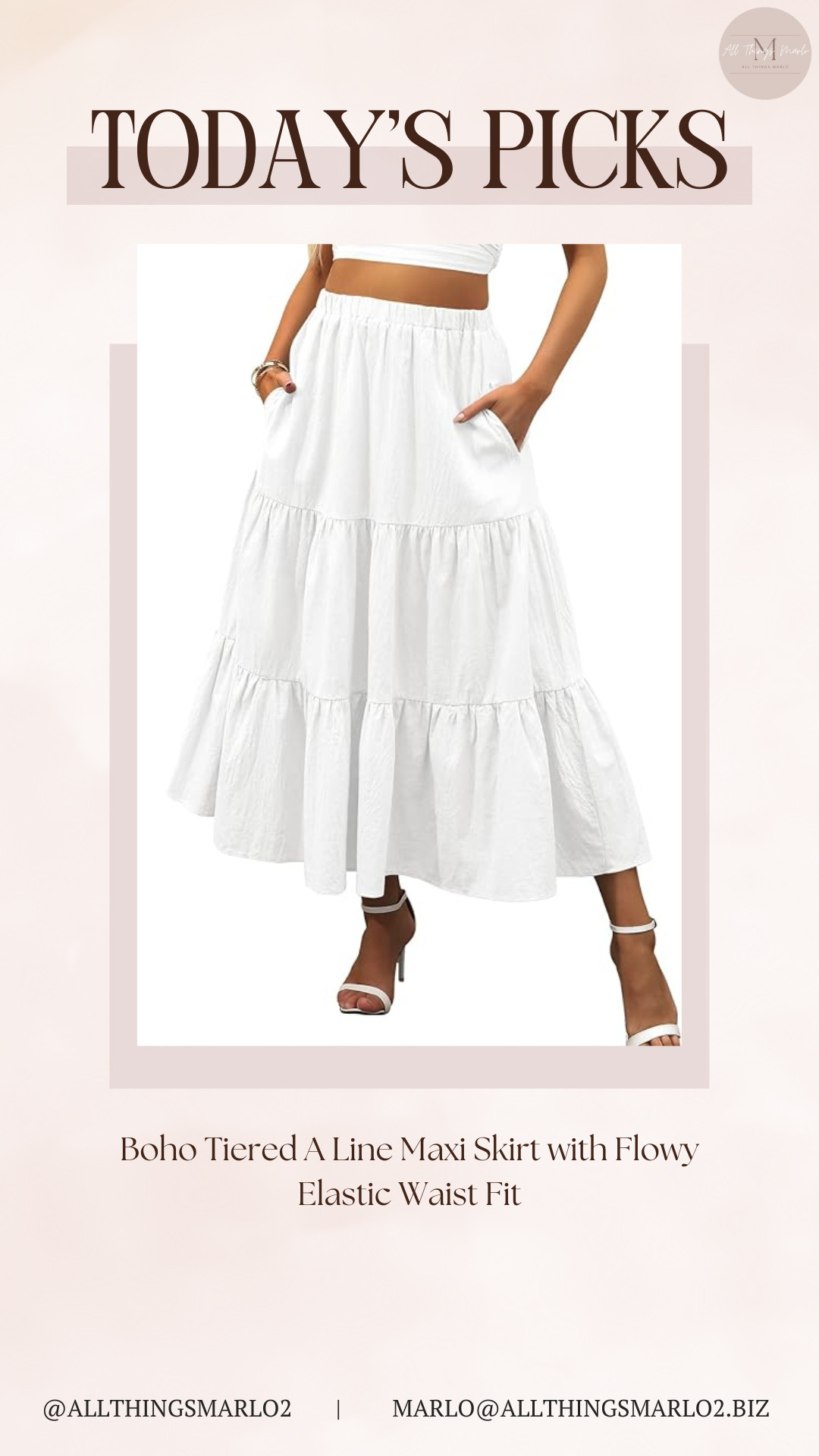 Boho Tiered A Line Maxi Skirt with Flowy Elastic Waist Fit 

 #LTKSeasonal #LTKWorkwear #LTKTravel