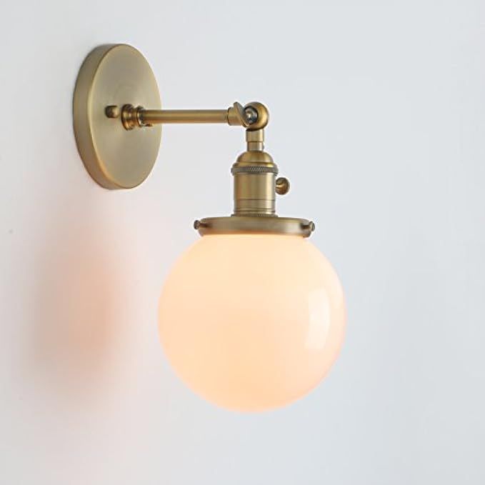 Permo Vintage Industrial Wall Sconce Lighting Fixture with Mini 5.9" Round Globe Milk White Glass Ha | Amazon (US)