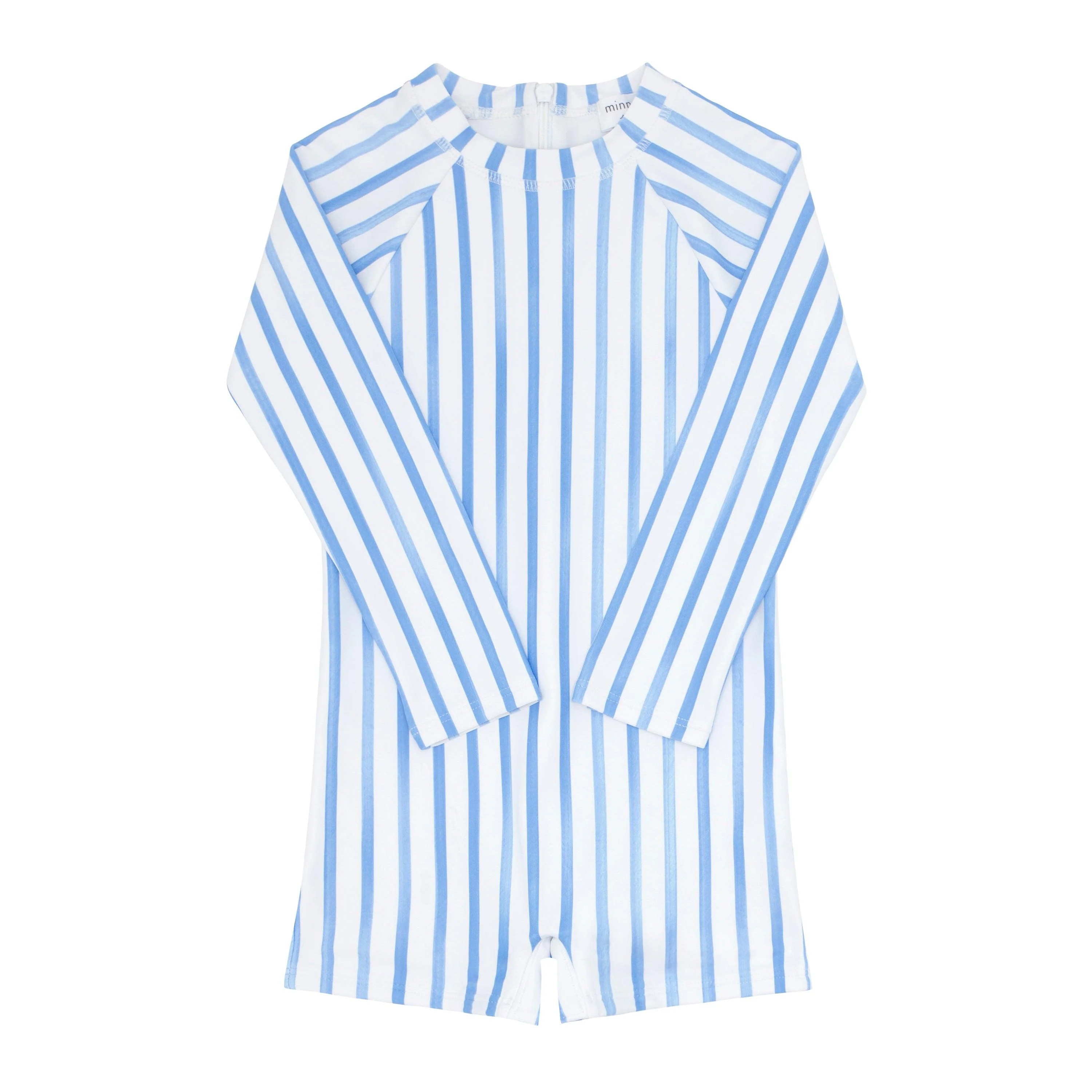 unisex bahamian blue stripe long sleeve rashguard one piece | minnow