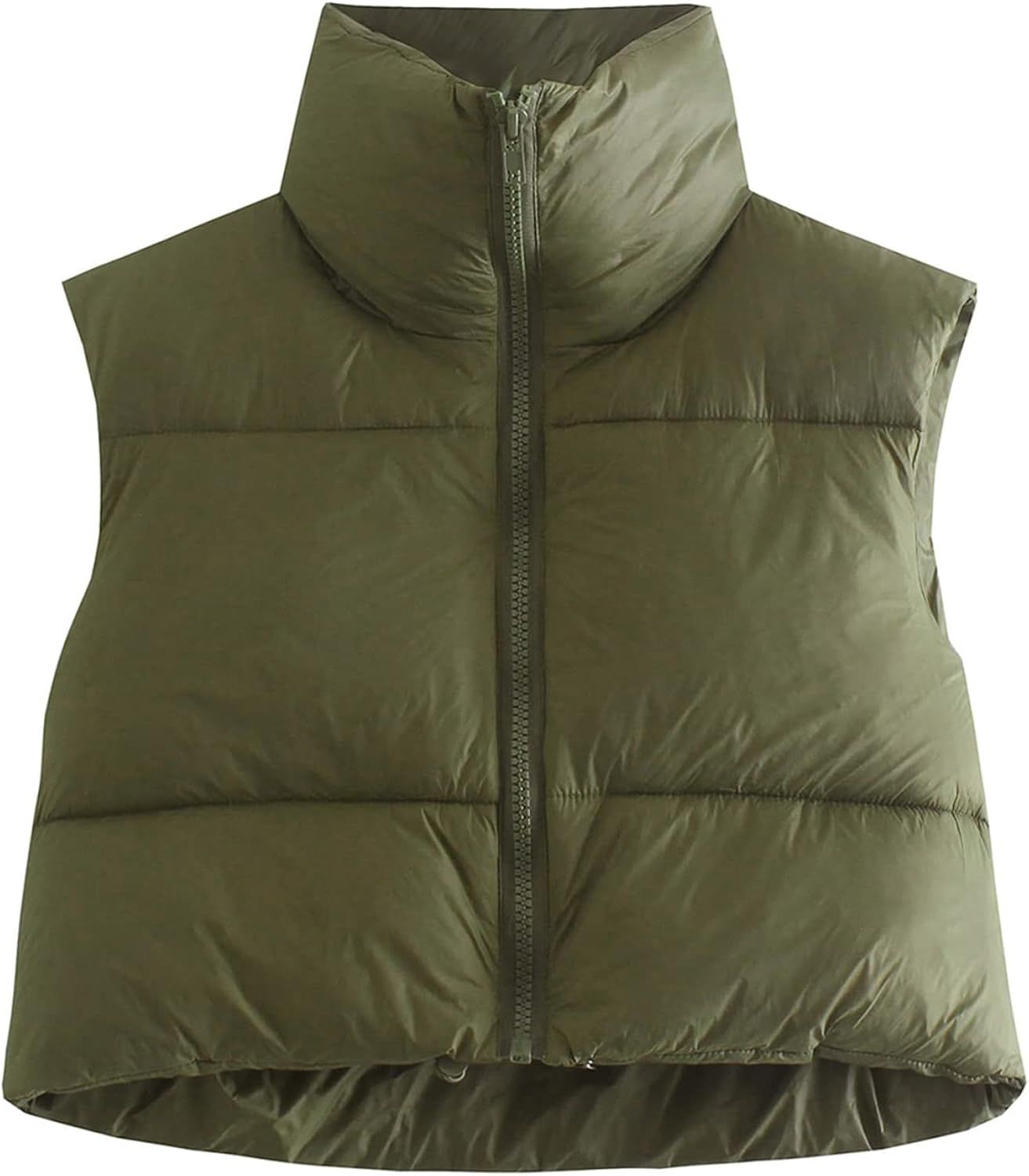 Amazon.com: Ayturbo Women's Lightweight Cropped Puffer Vest Quilted Padded Zip Up Sleeveless Jack... | Amazon (US)