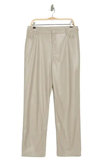 ASOS DESIGN Straight Leg Faux Leather Trousers in Khaki at Nordstrom Rack, Size 14 Us / 18 Uk | Nordstrom Rack