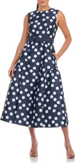 Kay Unger Tinslee Polka Dot Fit & Flare Midi Dress | Nordstrom | Nordstrom