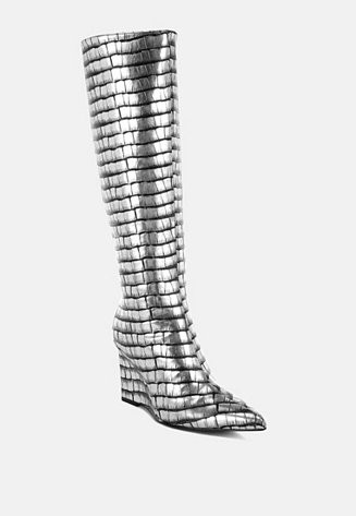 Women's Bass Head Croco Metallic Long Boots | Macy's